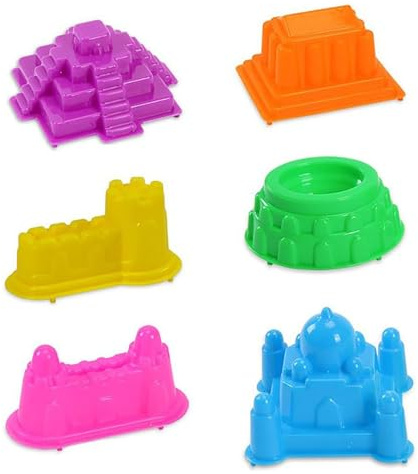 Jouets de bac à Sable, 6 pièces Jouets de Sable Plage en Plastique Souple pour Enfants et Tout-Petits bac à Jouant des moules Construction château