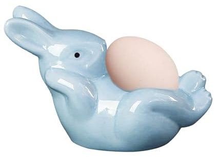 Coquetier en céramique en forme de lapin à la coque | Tasse de Pâques en porcelaine pour œufs à la coque - Support unique - Plateau dessin animé
