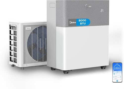 Midea Portasplit Aire Acondicionado Portatil 4 en 1 | 2000 frigorías / 8000 BTU | Split sin Obra de Bajo Consumo con modo Silence, App/Wifi, Deshumidificador y Ventilador hasta 30m2