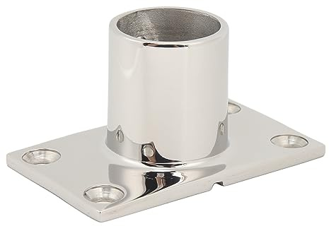 Picysa Accesorio para Pasamanos de Barco, Base Rectangular Resistente y Plateada para Uso Marino y Yate, Acero Inoxidable 316 (90°22MM/0.9pulgadas)