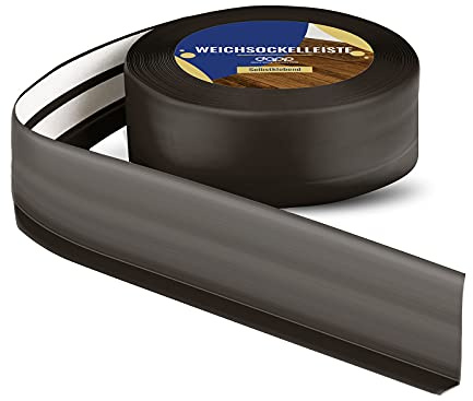 DQ-PP WEICHSOCKELLEISTE – 5m – schokolade – 50x15mm – PVC – selbstklebend – Knickwinkel Fussleisten Gummileiste Sockelleiste Winkelprofil Abschlussleiste Bodenleiste