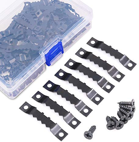 Swpeet 120 Pcs Sawtooth Picture Frame Hanging Hangers Double Hole with Screws, for Home Decoration Creative Picture Frame Hanging (Black)