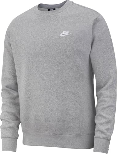 Nike M NSW Club CRW BB Long Sleeved t-Shirt, Hombre, Dk Grey Heather/White, XL