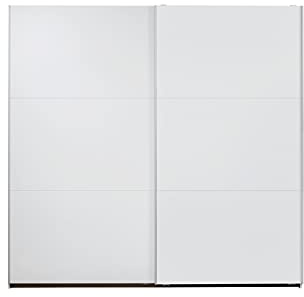 Packs - Armadio a 2 ante scorrevoli Santiago Alpin bianco con 2 ripiani, 2 aste appendiabiti, 218 x 210 x 59 cm (L x A x P)