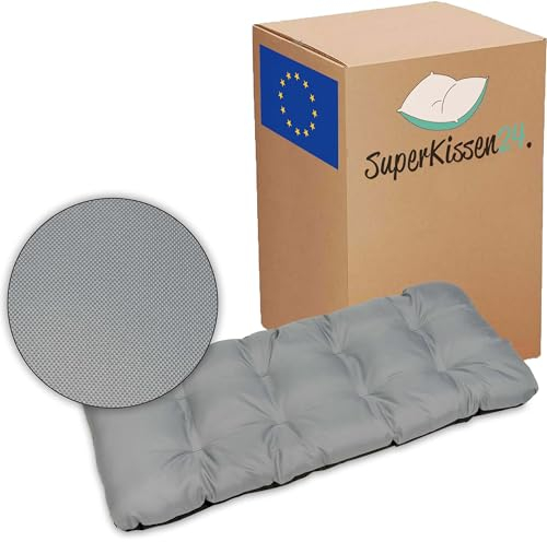 SuperKissen24. Sitzkissen Bankkissen Bankauflage für Gartenbank - 100x50 cm - Outdoor und Indoor - grau