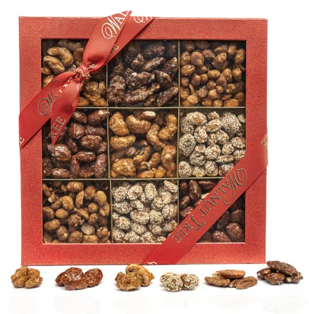 Walnut Tree – Caramelised Nut Selection Gift Box with Pecans, Cashews, Almonds, Peanuts, Sesame Peanuts – Gluten Free – Vegetarian – Luxury Gift Selection, Birthday, Anniversary – 550g
