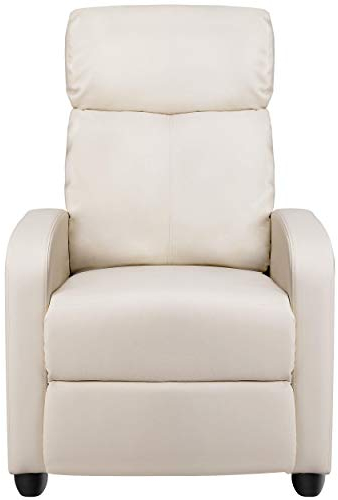 Yaheetech Relaxsessel Fernsehsessel Einzelsofa Ruhesessel mit Verstellbarer Beinablage Liegesessel aus Kunstleder Beige