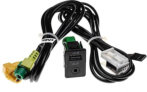 vhbw AUX USB Audio Adapter Kabel KFZ Radio (143 cm) kompatibel mit VW Transporter T5 10/2009+ California, Multivan, Caravelle Auto, Autoradio