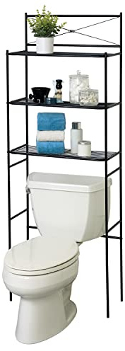 Zenna Home Over The Toilet Storage Shelf Black - Metal Bathroom Organizer with 3 Shelves, Fits Above Toilet - Space Saving Over Toilet Storage Rack with Cross-Style Design, Easy Assembly