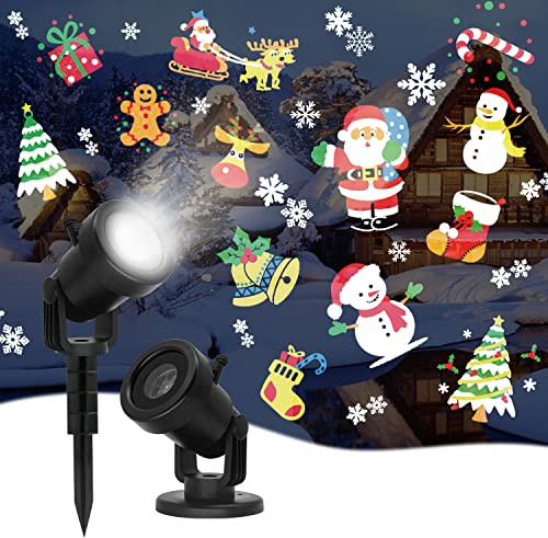Christmas LED Projector Lights New Year Birthday Outdoor Indoor Rotatable Projector Lamp with 16 Themes Snowflake IP65 Waterproof Landscape Decorative Lighting Party Xmas Halloween