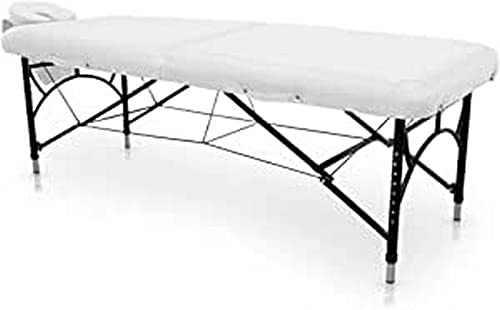 QUIRUMED Camilla de Masaje Plegable de Aluminio Easy Force, Color Blanco, Mesa de Masaje, Polipiel, Relleno Alta Densidad, Regulable en Altura, Cabezal extraíble, Ligera, hasta 210 kg