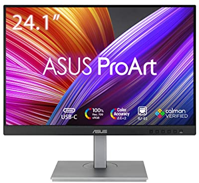 ASUS ProArt Display PA248CNV Professional Monitor – 24.1, IPS, 16:10, 1920 x 1200, 100% sRGB/Rec.709, Color Accuracy ΔE < 2, Calman Verified, USB-C Docking, RJ45, 75Hz, HDR-10, Ergonomic Stand