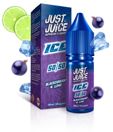 Just Juice Superior E-Liquids Vape Liquid with No Nicotine - BLACKCURRANT & LIME ICE Flavour - 10ml Bottle, 50/50 0mg e-Liquid, Nic Free eliquid with Menthol Flavours
