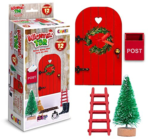 Craze Deko Weihnachten Wichteltür Zubehör Set - Weihnachtsdeko Wichtel Set mit Tür 41956