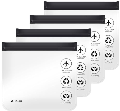 Aucuu 1L Flugzeug Beutel Flüssigkeiten,20x20cm Kulturbeutel Transparen Reise Kosmetiktasche,Transparent Kulturtasche,Auslaufsichere Reisekulturbeutel,Flughafensicherheit Zugelassene Flüssigkeitsbeutel