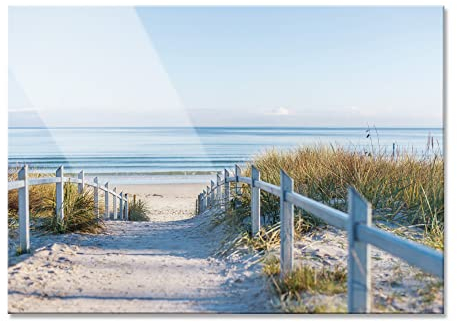 Primus Print - Wandbild Glasbild - Acrylglas Wanddeko Bild für Schlafzimmer, Wohnzimmer, Büro, Praxis - Wandbilder Dekoration - Wand Kunstdruck - inkl. Montage (Acryl, Strand 84,1x59,4 cm)