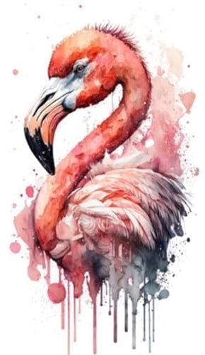 Acryl-Bild 60 x 90 cm: Illustrationsflamingo im Aquarell. Tier auf weißem Hintergrund. Generative KI (199820067)