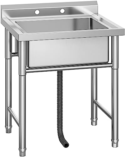 YITAHOME Lavello da Cucina, Lavello da Ristorante Commerciale Lavello da Catering Portatile da appoggio in Acciaio Inossidabile per Esterni a Vasca Singola Stazione per Hotel Bar di Casa Lavanderia