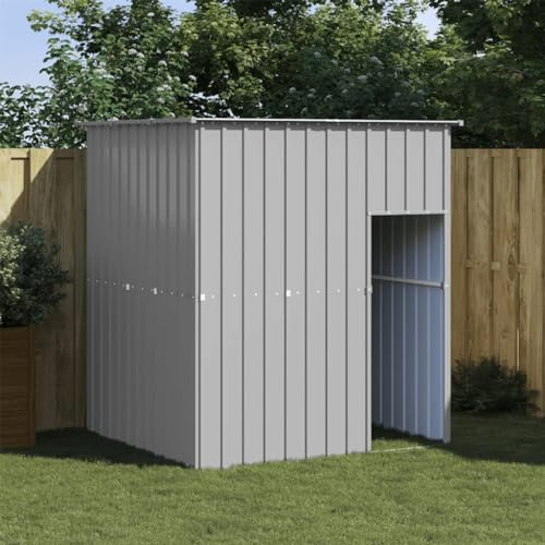 BaraSh Hundehütte mit Dach Hellgrau 165x153x181 cm Verzinkter Stahl HundehüTte Isoliert