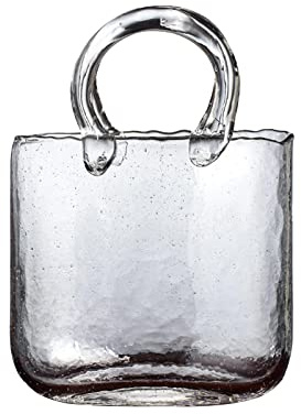 Clear Glass Purse Vase,Glass Vases Fish Bowl Glass Vases for Flowers Colorful Clear Vases Elegant Glass Handbag Flower Vases Home Decor Wedding Centerpiece Table Decorations(White)