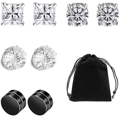 8 pendientes magnéticos, 1 bolsa de almacenamiento, cristales y titanio, joyería de moda para citas, fiestas y uso diario, cobre, acero