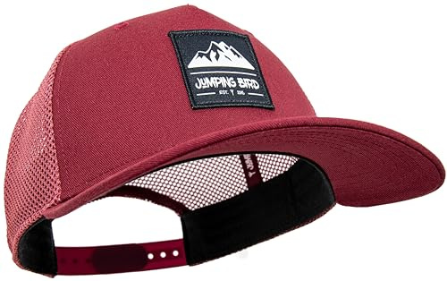 Jumping Bird Trucker Cap Unisex Piz Cengalo Bordeaux • Outdoor Mesh-Cap für Sport & Sommer • Individuell verstellbar 54-62 cm • Kappe