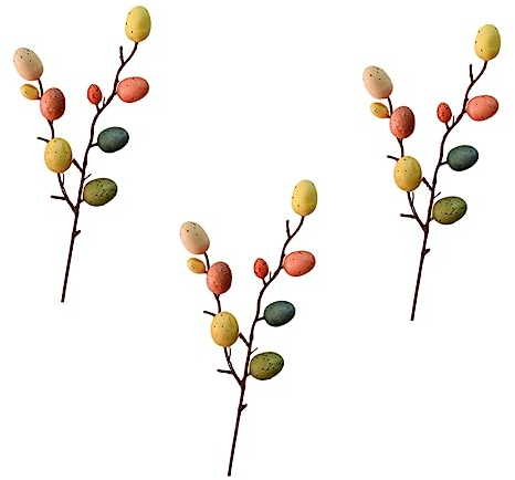 VILLCASE 3stücke Osterdekorations-äste Mit Bunten Eiern Künstliche Blumenarrangements Für Frühling Für Zuhause Und Partys