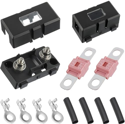 DAOKAI Midi Sicherungshalter, 2 Stück ANS Auto-Sicherungshalter und 125A Hochstrom-Bolt-On-Midi-Sicherungen für Autos, LKWs, Fahrzeuge, Agricultural Machinery