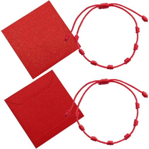 VJUYSW 2 pezzi Bracciali Coppia Filo Rosso del Destino, Braccialetti, in di Corda, di Distanza di Corrispondenza, Intrecciati Mano Regalo，Amuleti per coppie maschili e femminili e linee di amicizia
