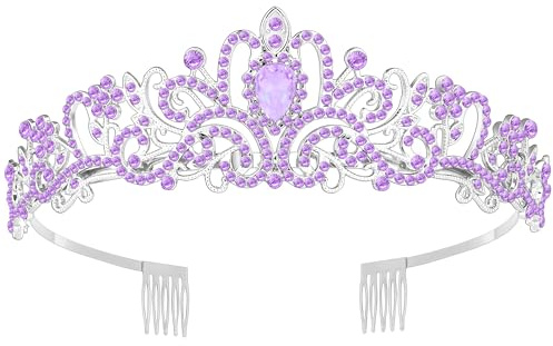 Queenship Tiara Krone für Frauen, Königin Tiara für Geburtstag, Abschlussball, Brautparty, Custome Lila