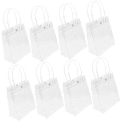 VALICLUD 10stücke Pack Kleine Transparente Geschenktüten Griffen Durchsichtige Partytaschen Für Weihnachtsfeiern Und Kindergeburtstage Wiederverwendbare Einkaufstaschen