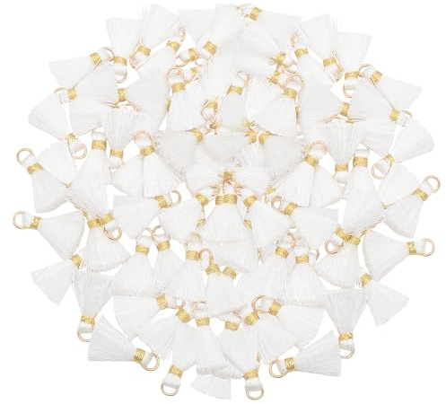 100pcs 2cm Mini Quasten Anhänger DIY Basteln Schmuck Zubehör-Gemischt | Kleine Quasten Charms für Armband, Kette, Ohrring, Schlüsselanhänger, Tasche, Geschenk und personalisierte DIY Projekte