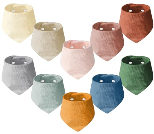HOTUT Baby Bandana Dribble Bibs - 100% bomullsdrilhaklapp med justerbara tryckknappar, superabsorberande för spädbarn, nyfödda presenter, unisex