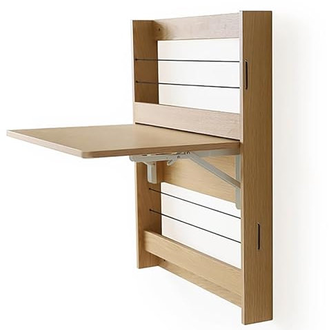 PQXQZ An der Wand Montierter Balkonhängetisch Klappbar Balkon Klapptisch aus Holz für die Wand Multifunktionaler Tisch für Balkon mit Ablagefach(Beige)