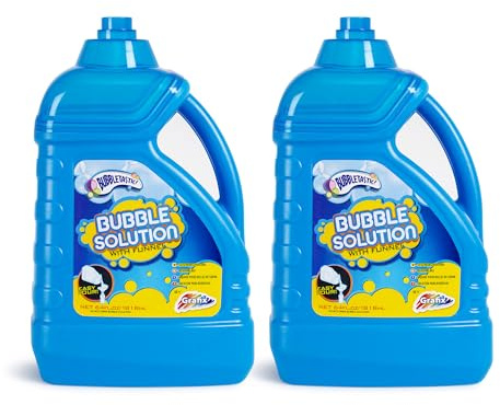 Grafix Bubble Solution 2-Pack | 3.6L Total | Large Bubble Mixture for Machines & Wands | Easy Pour Funnel | Outdoor Bubble Play for Kids