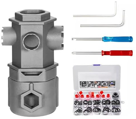 All-in-One Schraubenschlüssel-Werkzeug-Set für Wasserhahn, multifunktionaler Wasserhahnschlüssel mit nützlichen Gadgets, 16-in-1-Schraubenschlüssel-Werkzeug-Set für alle Arten von Wasserhähnen