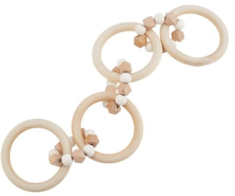 PH PandaHall Wood Chain Link 7 Link Wooden Decorative Knot Rustic Style Chain Decor Natural Link Decor with Beads for Home Book Shelf Farmhouse Boho Wedding Table Centerpiece, 35cm Long