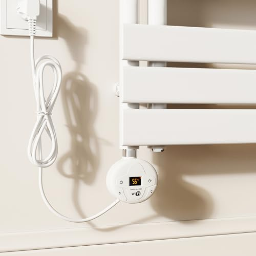 SUNXURY 600W Programmierbarer Elektroheizstab mit Thermostat, Temperaturregelung und Timerfunktion, WiFi Steuerung über Tuya App, geeignet für Handtuchheizkörper und Handtuchwärmer