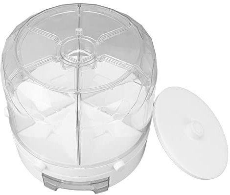 Rotating Rice Dispenser 13.2lb Capacity 6 Grid Airtight One Click Output Dry Food Storage Container for Grain Beans (-3118230098011)