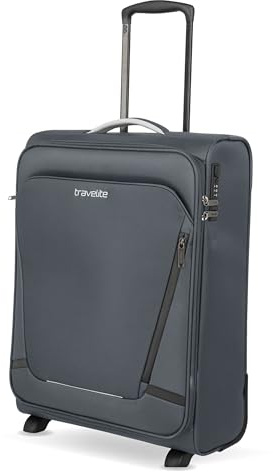 Travelite Handbagageväska med 2 hjul för Condor Ryanair, integrerat kombinationslås, boardvagn jetpack: Kompakt mjukt bagage vagn med fästfunktion, 55 x 40 x 20 cm, 41 l, 2,2 kg, antracit, Handgepäck