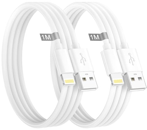 iPhone Ladekabel 1M 2Pack, USB Lightning Kabel [MFi Zertifiziert] Original iPhone Kabel Ladekabel i Phone Schnellladekabel für Apple iPhone 14 13 12 11 Pro Max/Mini/XS/XR/X/8/7/6/5/SE, iPad Mini/Air
