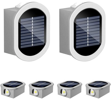 vighep 6 Pack Solar Fence Lights Outdoor Garden, Up&Down Wall Lights Solar Powered 2-Color Mode, IP65 Waterproof LED Lighting for Outside Patio Backyard Porch Pool Decorations