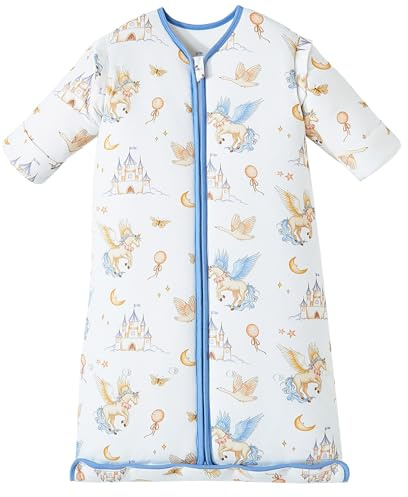 Chilsuessy Winter 3.5 Tog Kinder Schlafsack mit abnehmbaren Ärmeln Super Warm Babyschlafsack für Jungen und Mädchen von 1 bis 10 Jahre alt, 3.5 Tog/Schönes Schloss, L (100-130 cm)