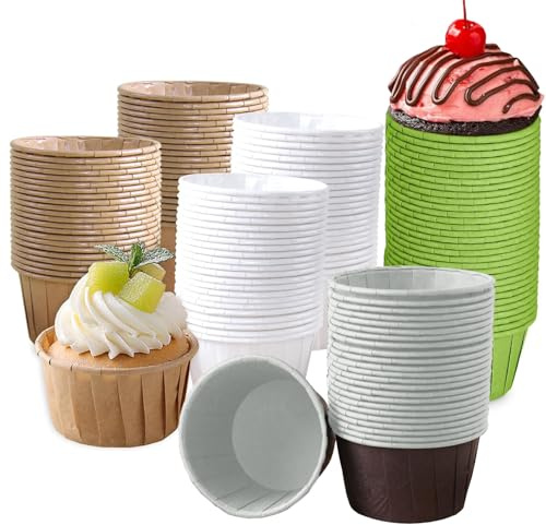 200 moldes de papel para magdalenas, moldes para magdalenas, resistentes a la grasa, moldes desechables para hornear, minimoldes de papel para tartas, hornear, postres, fiestas, cumpleaños, bodas