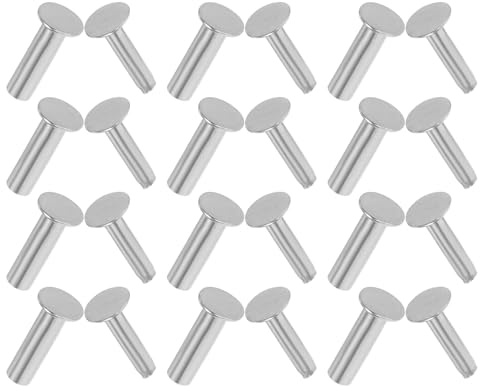 Baluue 14 Paires de Rivets en Acier Inoxydable pour Manche de Couteau Cuisine, Fixation Robustes pour Poignée en Bois, Accessoires de Réparation DIY et Coutellerie