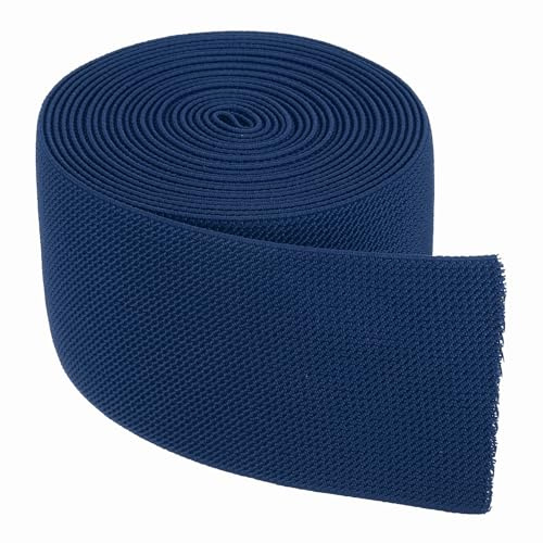 QUARKZMAN Bande Elastiche Per Cucire 7.5cm x 4.6m Blu Scuro Spago Elasticizzato Ad Alta Elasticità Per Parrucche, Cinture, Pantaloni, Progetti DIY
