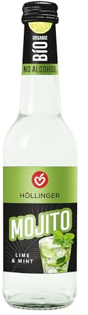 Höllinger Bio Mojito Sans Alcool, Lime et Menthe, Pack de 12 Bouteilles en Verre, 330ml, Boisson Végétalienne Organique