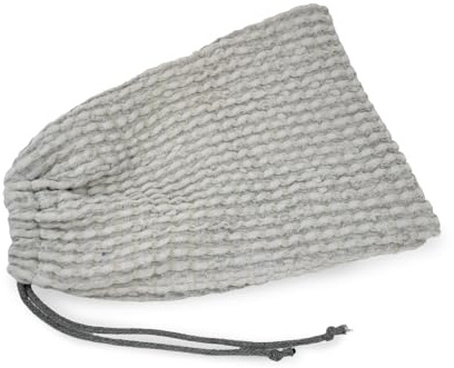 beties - PUR.NATURE - Sauna Kühlbeutel ca.16x25 mit Zugband; PREMIUM-Halbleinen Qualität (europäischer Flachs) – 350 g/m² – Erfrischung in der Sauna – natürlich & wiederverwendbar in nebel-grau