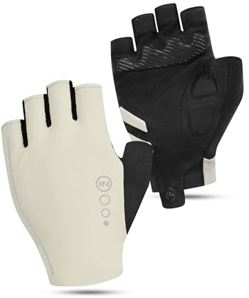 INBIKE Guanti da Ciclismo Mezzo Dito Uomo Donna Traspiranti, Imbottitura XRD e SBR 3 mm, Riflettenti, per MTB e Bici da Strada M