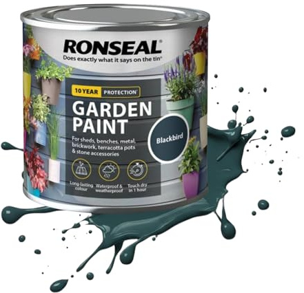 AOC24 750ML Garden Paint Blackbird, Water Based Outdoor Paints, Long Lasting Weather Resistant, Fast Drying Color for Wood, Bricks, Pots, Anti Crack Peeling DIY Paint (Blackbird, 750 M L)